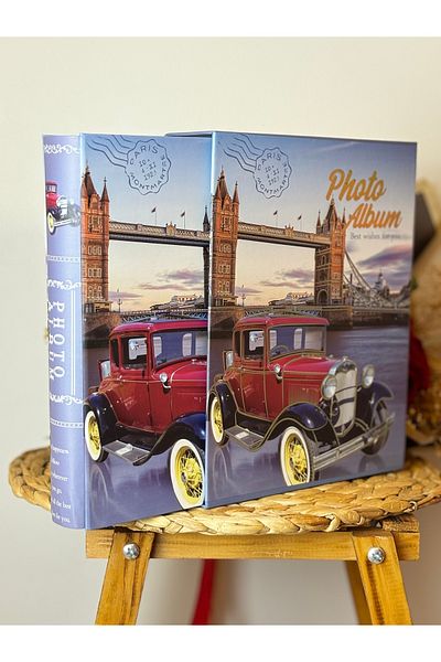 Rabsev Rs038 Photo Album 10x15cm 200 Boxed Nostaji Vehicle Patterned Luxury Album Souvenir Note Insert