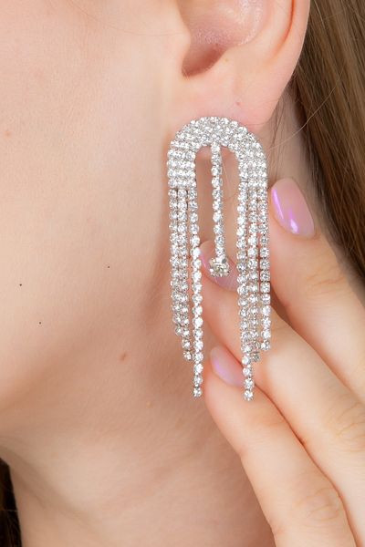 Furtek Aksesuar Women's Minimal Waterway Elegant Dangle Zircon Stone Earrings Tiny Bijouterie Crystal Glitter Bridal Wedding