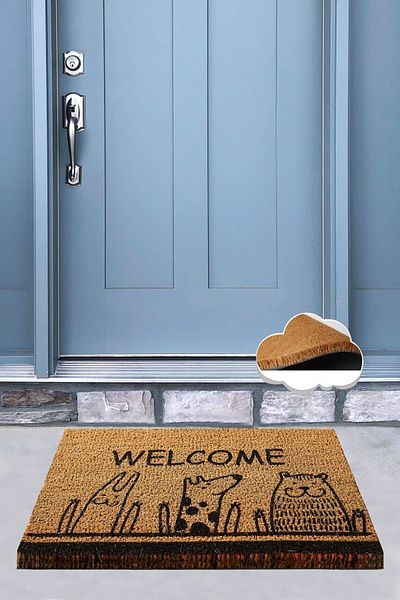 Chilai Home Coco Animals Natural Koko Mat, Bristle Door Mat