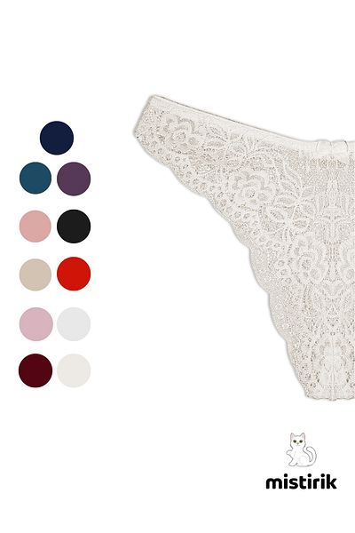 MİSTİRİK Tasali Model Lace and Flexible Fabric Brazilian String Model Ecru Color