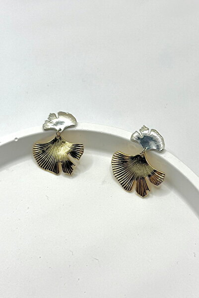 DEMOKAN أقراط نسائية على شكل أوراق شجر مزدوجة اللون