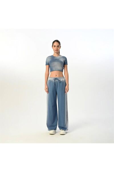 LOCO LOCO Μπλε κεντημένο Crew Neck Crop Girl 7426