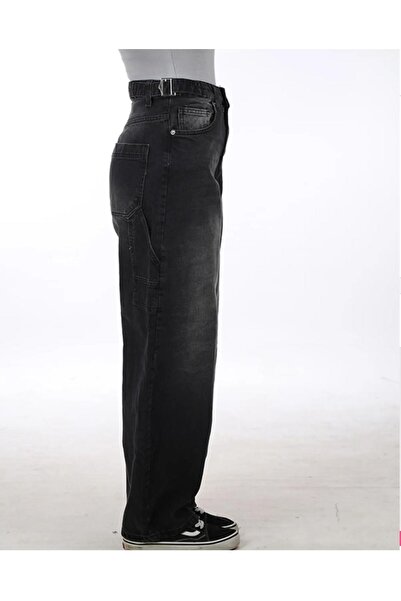 Asia (Bel Adjustable) Baggy Jeans with Side Buckle (Ground) Bol Leg