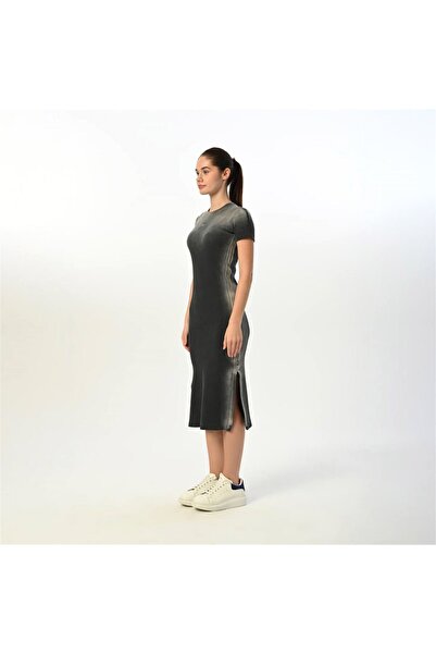 LOCO LOCO Rochie lungă pentru fetiță antracit - jumătate de mânecă 7427