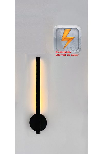 gaziantepavize Electric Emerald 35cm Black Case Modern Decorative Daylight Led Wall Sconce (Pi̇Lli̇ AlteṙLdi̇R)
