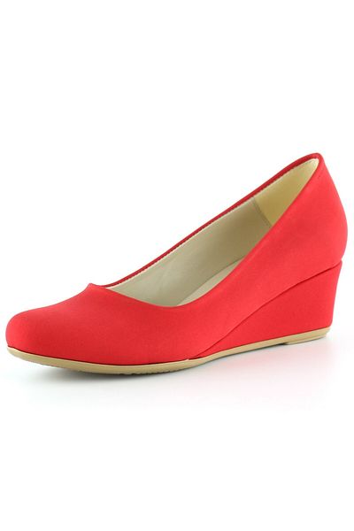 Erkan Saçmacı Maya Red Crepe Wedge Heeled Shoes
