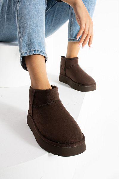 CARLO BİANCO Γυναικείες μπότες Moli Mini Suede με γούνα στο εσωτερικό και χοντρή σόλα