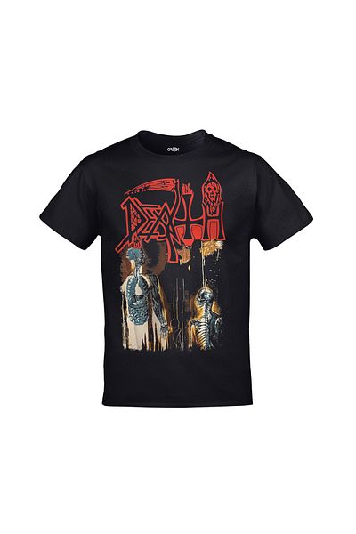 Orijin Tekstil Death Human εμπρός και πίσω με στάμπα Unisex μαύρο μπλουζάκι