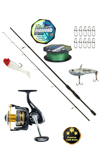 OLTAMİX Spin Takımı Barca 270cm 8-30gr Atarlı Spin Olta Kamışı Fighter 3000 Metal Kafa