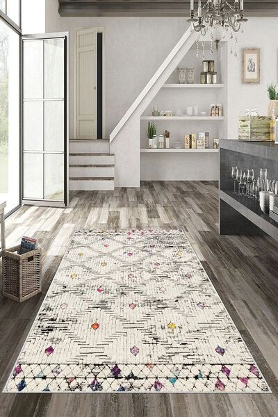 Hevia Home Dijital Baskı Yıkanabilir Kaymaz Taban Salon Halısı Mutfak Halısı ...