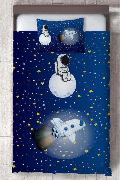 MEKTA HOME Bebek Ve Çocuk Odası Uzay Gemisi Ve Astronot Yatak Örtüsü Mktyo-151