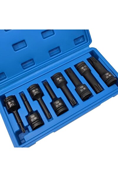 VIKTEC 8 Parça 1/2 Havalı Darbeli Torx Lokma Seti (T30-T40-T45-T50-T55-T60-T7...