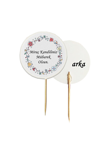 BEYHAN BAYHAN 10 Adet Dekoratif Çiçekli Miraç Kandiliniz Mübarek Olsun Baskıl...