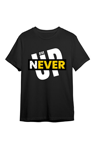 NEVER GIVE UP TASARIMLI T-SHIRT