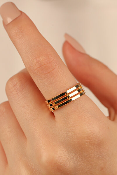 Çgk Çiğdem Gürel Kuyumculuk Düz Ajda 3 Sıra Kaburga Altın Yüzük