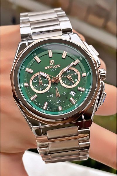Reward Brand Silver Color Inner Functions Active Men's Wrist Watch - Bracelet Gift