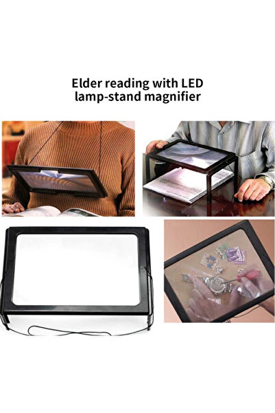 Belle Fusion Yaşlılar İçin A4 Boyutu Masa Tipi Işıklı Okuma Büyüteç Th275205b