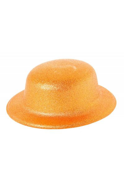Belle Fusion Orange Color Glitter Bowler Hat Party Hat 24X26 cm