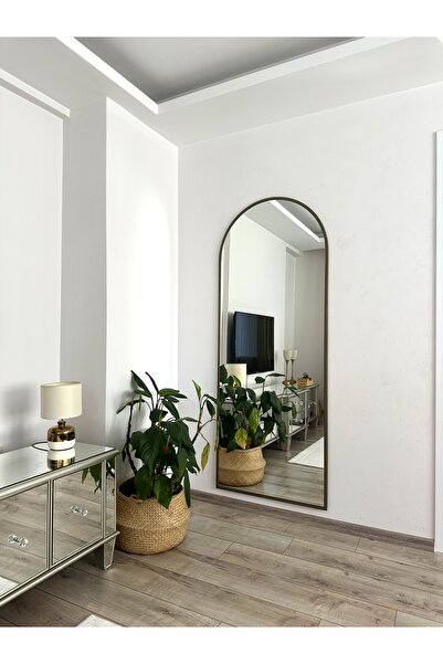 EFFE YAPI DEKOR 180X60 Cm Oval Model Eskitme Metal Çerçeveli Ayaklı Boy Aynası