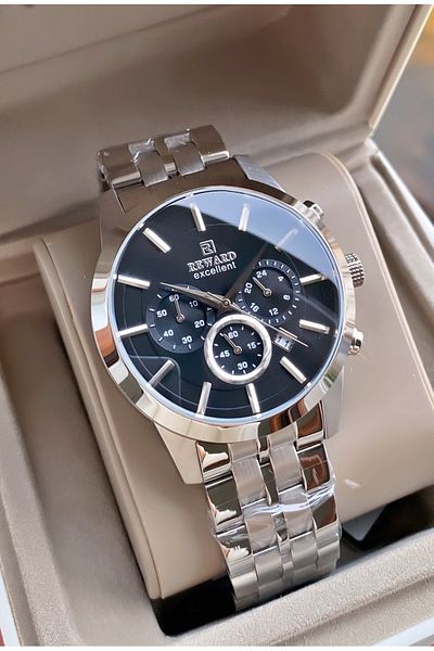 Reward Brand Silver Color Inner Functions Active Men's Wrist Watch - Bracelet Gift