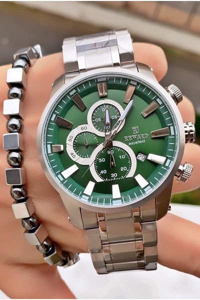 Reward Brand Silver Color Inner Functions Active Men's Wrist Watch - Bracelet Gift