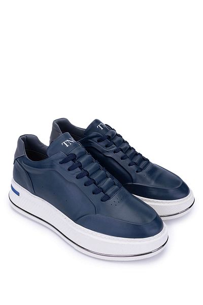 Tamer Tanca Men's Genuine Leather Navy Blue Sneakers & Sports Shoes