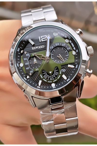 Reward Brand Silver Color Inner Functions Active Men's Wrist Watch - Bracelet Gift