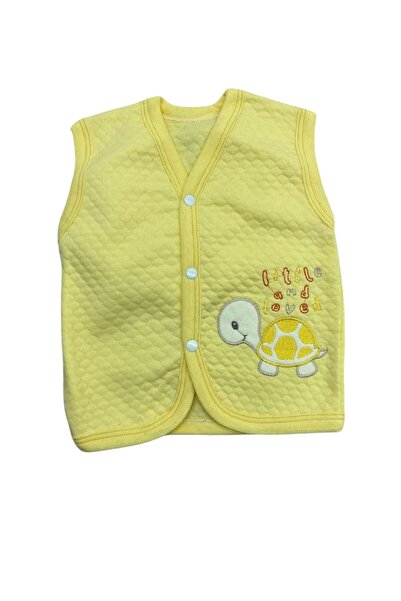 mj kids Unisex Bebek tospik Nakışlı Pamuklu  Kapitone Bebek Yelek