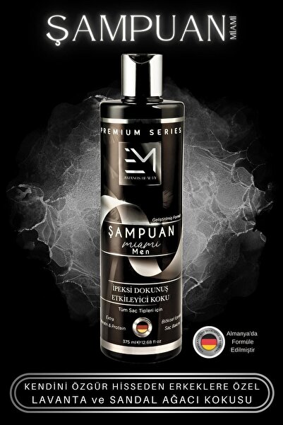 EM AMANOS BEAUTY Miami Kokusu - Erkek Şampuan - Doğal Bitki Özlü Keratin Ve Kolajen Içerir - Saç Dökülmesini Önler