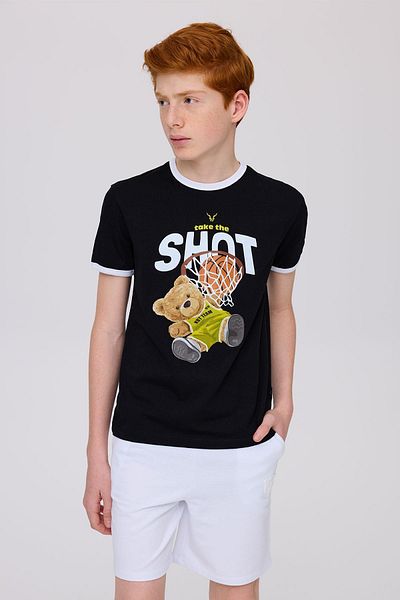 Nebbati Tricou negru pentru băiat BG Store