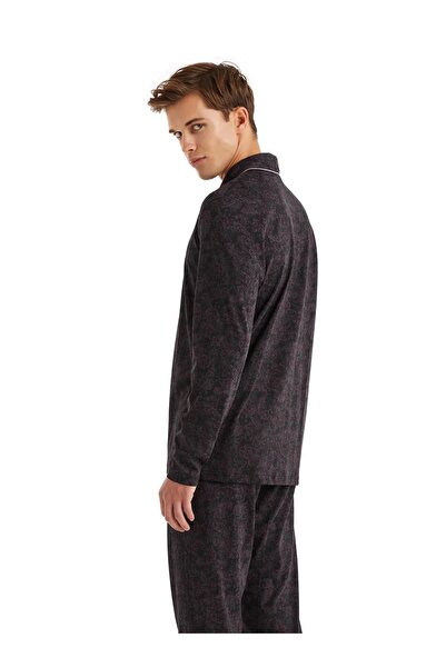 Blackspade 4Seasons Fabric Long Sleeve Shirt Collar Modal Cotton Buttoned Men's Pjamas Suit