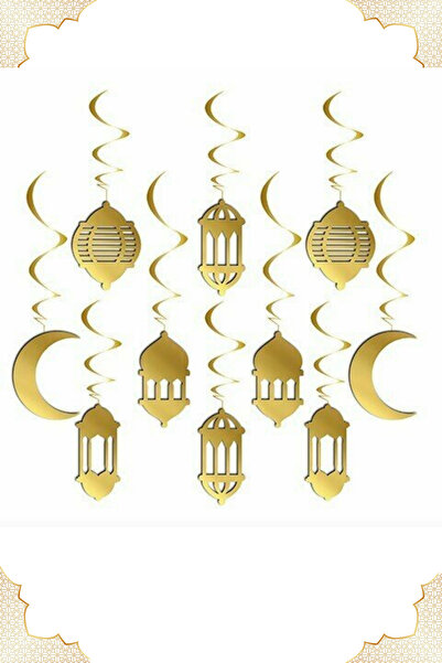 mypartyready Gold Renk Fener Hilal 3d Tavan Sarkıt Süs 10 Lu Ramazan Ayı Sark...