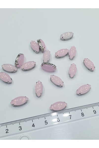 CRYSTALSHOP علبة حجرية - مكوك وردي بلوري مقاس 7*15 مم (50 قطعة)