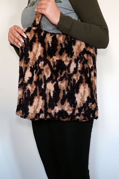 PANCHY CANKY Geantă de umăr Teddy Leopard pentru femei - Design moale și elegant