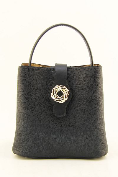 HNB Women's Black Multi-Compartment Three Straps Medium Size Bag
