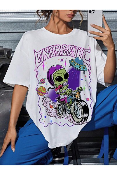 donamod Tricou oversize cu desene animate și design grafic Seria Cartoon/Lett...