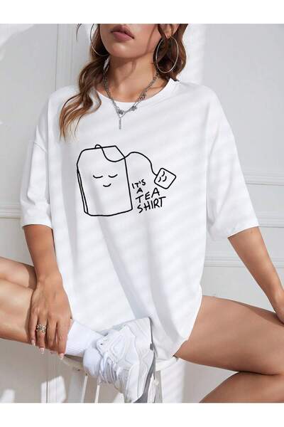 donamod Tricou oversize cu desene animate și design grafic Seria Cartoon/Lett...