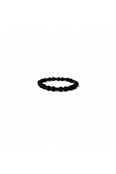 Hedea Black Natural Stone Men's Bracelet - Agate