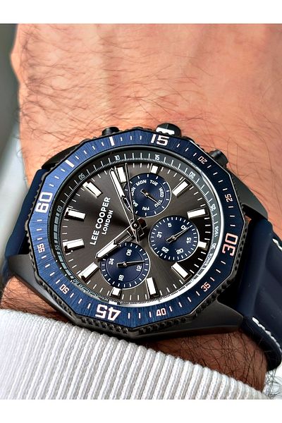 Lee Cooper Function Dark Blue Color Silicone Cord Men's Wrist Watch 7848.699