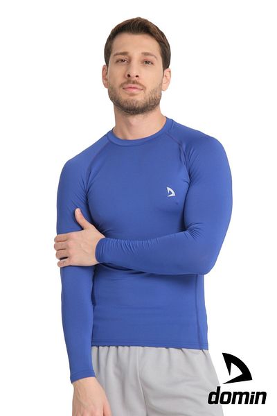 DOMİN SPOR Мъжка тениска с дълъг ръкав Sax Blue Fit Compression Fitness Sports