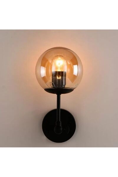 Ömür Avize Inka Black Case Honey Glass Wall Sconce