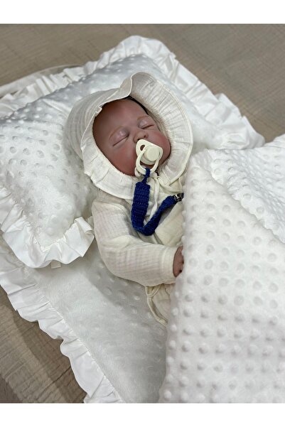 Tly Home Textiles Bottom Opening Set with Fluffy Detailing 3 Pieces (Ecru)