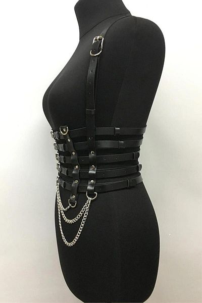 Angels Passion Curea elegantă din piele cu detaliu de lanț pe 5 rânduri