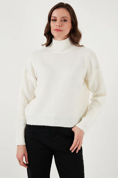 Fashion Friends Ecru Stand Collar Sweater