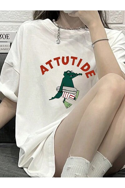 donamod Tricou oversize cu desene animate și design grafic Seria Cartoon/Lett...