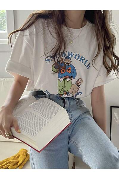 donamod Σχεδιασμός κινουμένων σχεδίων και γραφικών Oversize T-shirt Cartoon/L...