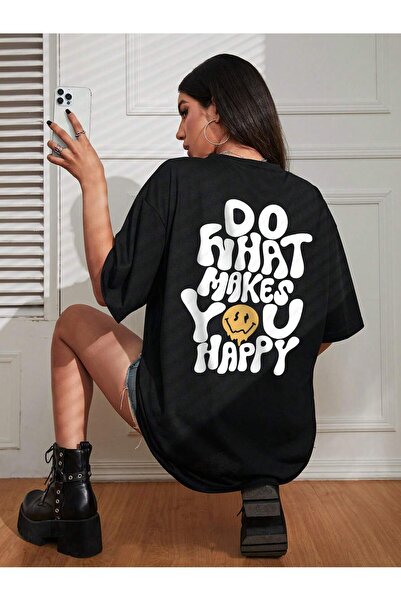 donamod Tricou oversize cu desene animate și design grafic Seria Cartoon/Lett...