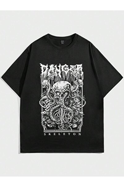 donamod Γοτθικό στυλ Harajuku με εκτυπώσεις με γράμματα και κρανία