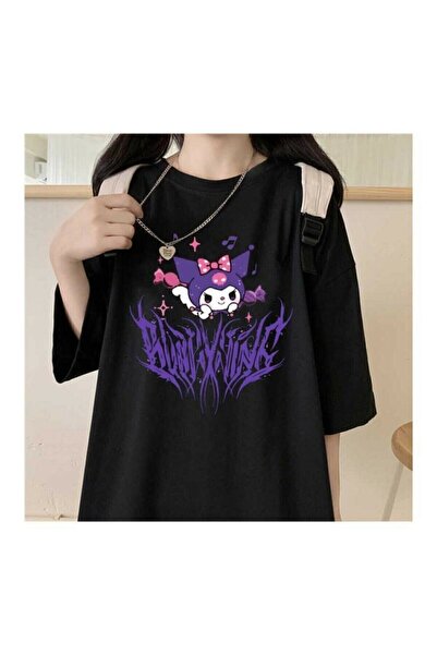 Adrift Tricou gotic Y2k Harajuka - Ars Harajuku Kuromi cu etichetă