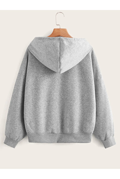 Pink Sky Los Angeles Printed Unisex Gray Blue Oversize Hooded Sweatshirt